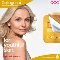 OQO Diso Collagen Supplements for Women & Men with Biotin (1000mcg), Box of 30 Oral Dissolvable Strips for Fast Absorption Skin Care, Joint Support, Sugar-Free, (Mixed Berry Flavour)