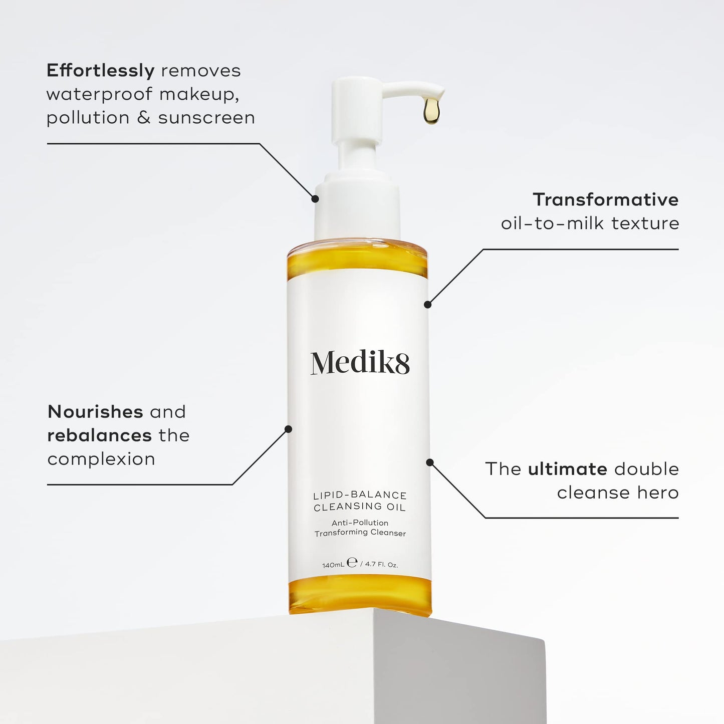 Medik8 Lipid-Balance Cleansing Oil - Transformative Anti-Pollution Cleanser - Removes Impurities, Sunscreen & Waterproof Makeup - Nourishes & Balances Skin - All Skin Types
