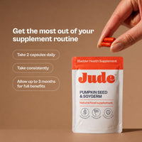 Jude Bladder Health Supplement for Women | Pumpkin Seed Extract & Soy Germ | Science-Backed Urinary Wellness | As Seen on Dragons’ Den | Vegan & Gluten Free | 75 Capsules