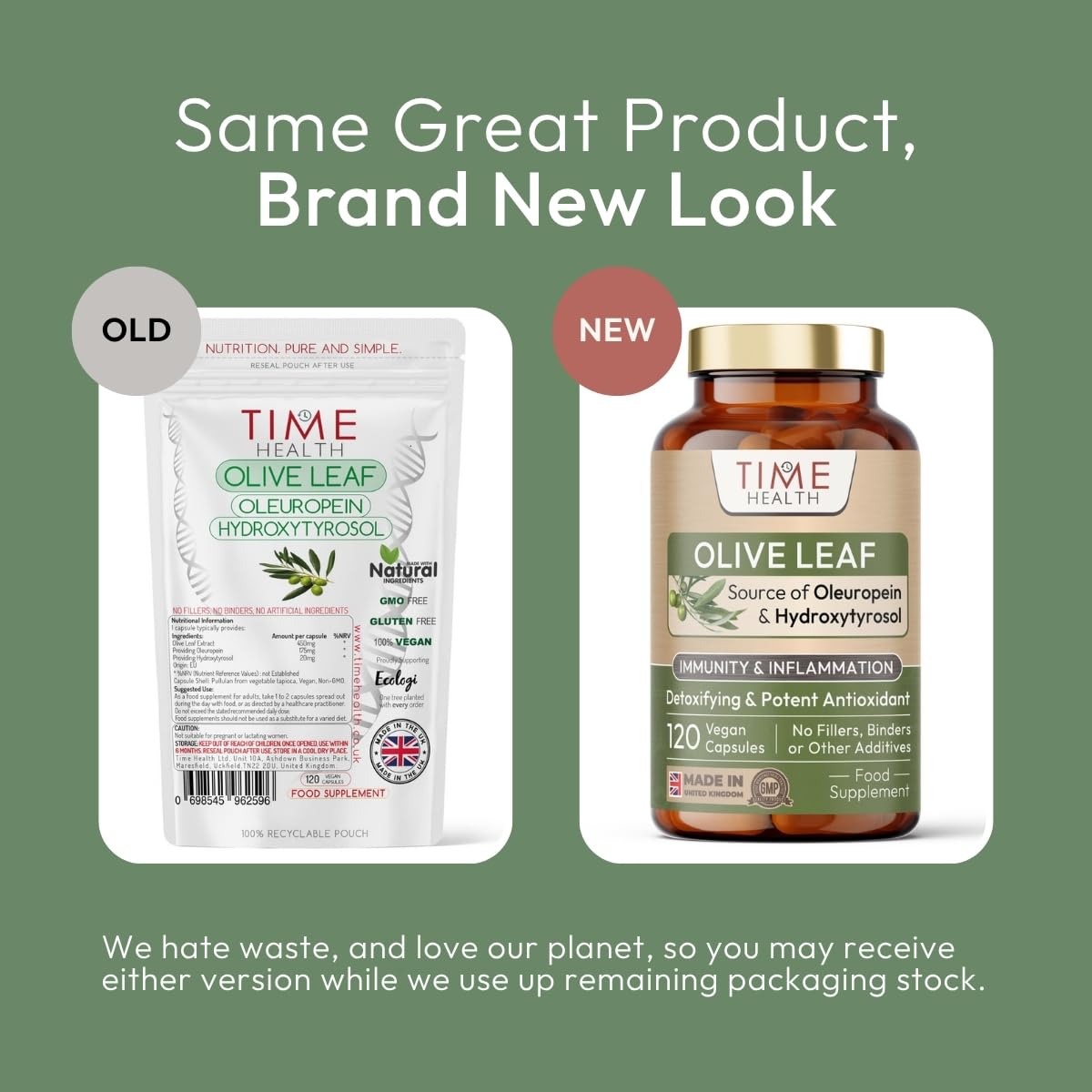 Time Health Olive Leaf Extract - Spanish Source - UK Made - Zero Additives - Pullulan (120 Count (Pack of 1))