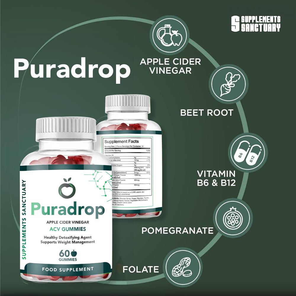 Supplements Sanctuary Puradrop Weight Management 60 Gummies, Great Tasting and Low Sugar