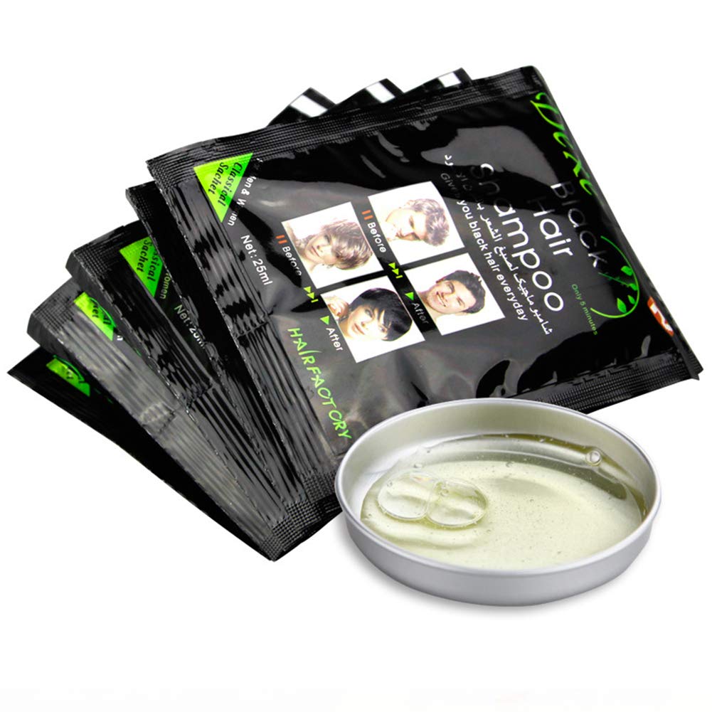 Black Hair Shampoo,MQUPIN Instant Black Natural Ingredients Hair Dye Shampoo Semi-Permanent Black Hair Color,Easy to use,Long lasting,(10 Pack, Black)