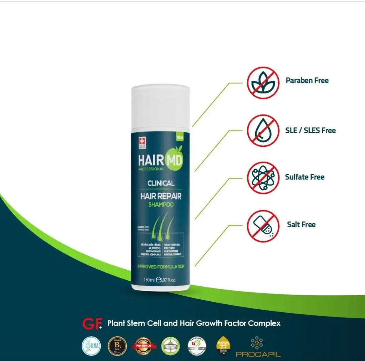 Hairmd HairMD Transplant Clinical Repair Shampoo, 100ml Biotin Shampoo for Hair Growth Protects Post-Transplant Scalp - Reduces Itching and Redness - Prevents Hair Loss
