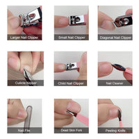 Keiby Citom Manicure Set 18pcs Nail Clipper Kit Professional Grooming Kit, White Pink