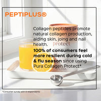 Pura Collagen Protect Collagen Powder | 5,000mg Bovine Collagen Peptides with Vitamin C, D3, B12, Zinc & Iron | Immune Support with Ginger Root Extract – 28 Servings, 284g