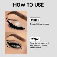 4Pcs Erinde Double-headed Liquid Eyeliner Stamp Pen Set, Eye Liners for Women, Eyeliner Pencil Black Eye Liner Stencil, Eyeliner Tattoo Tool, Eyeliner Stamp Shapes Star, Heart