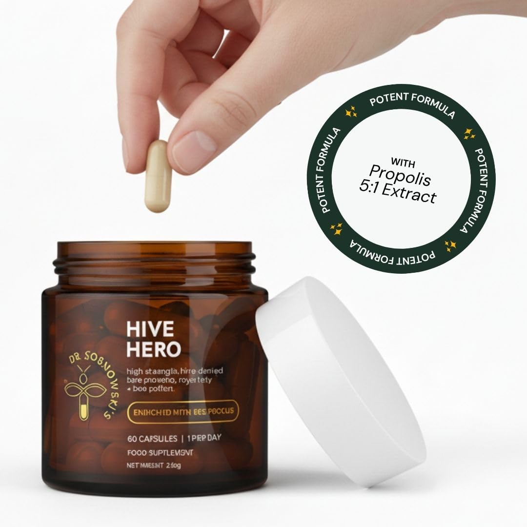 Dr Sosnowski's Hive Hero – Propolis, Royal Jelly & Bee Pollen Supplement – Triple Hive Action for Daily Wellness – 60 Vegetable Capsules