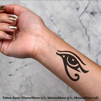 Azeeda 4 x 'Eye of Horus' Temporary Tattoos - Water Resistant, Skin-Safe, Non-Toxic Transfers, Mixed Sizes (TO00042801)