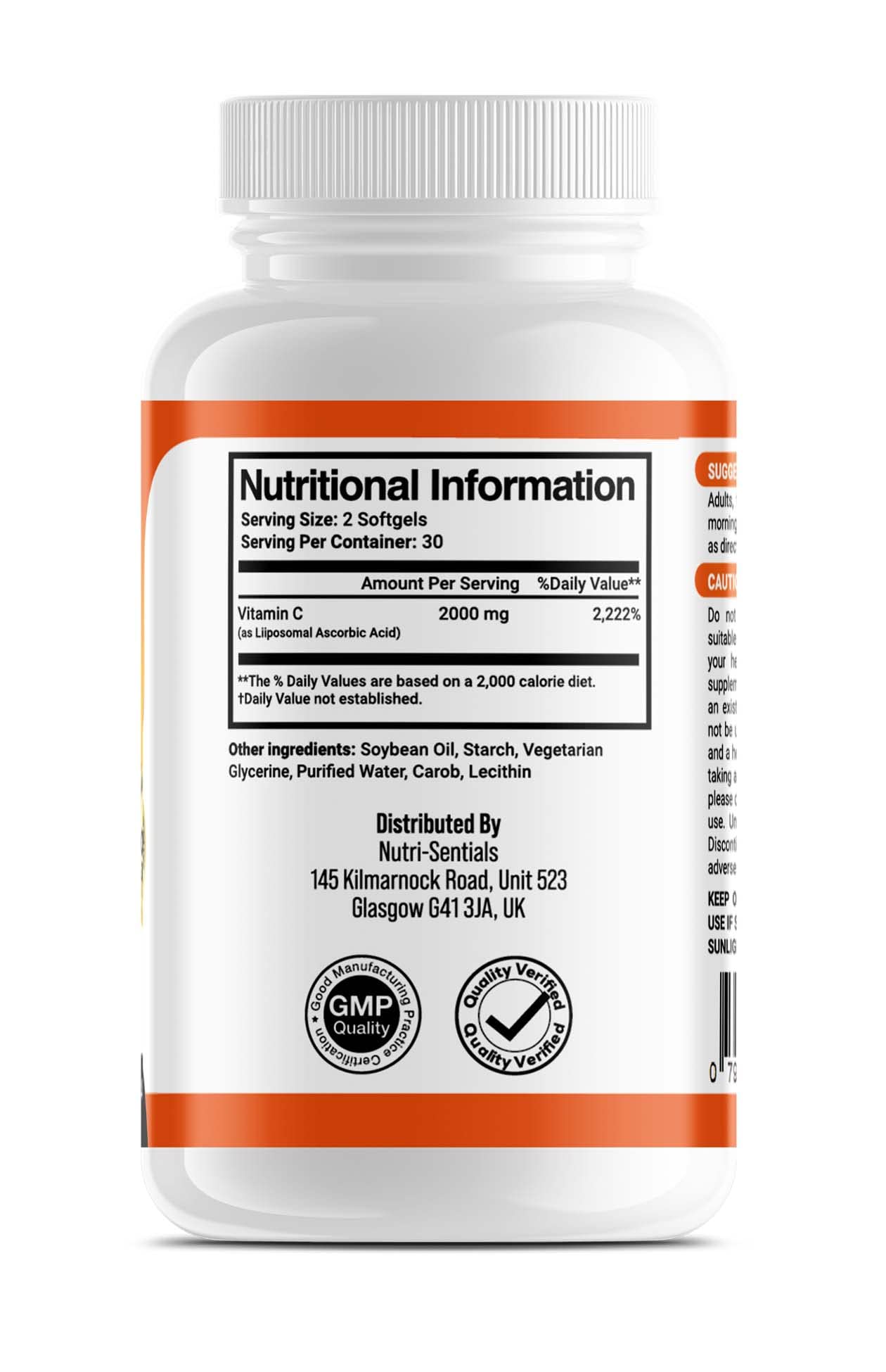 Alphaplus Liposomal Vitamin C Capsules - 2000mg Pure Extra High Strength Formulation | 60 Soft Gels | Pure Vegan Liposomal Vitamin C | Immune Booster |