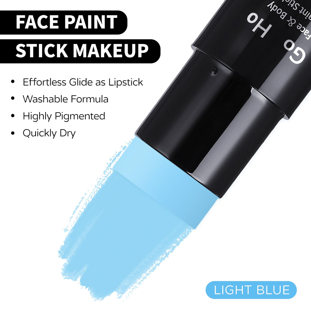 Go Ho Light Blue Face Paint Stick Washable (1.06 Oz),Water Based Pale Blue Face Body Paint,Full-coverage Cream Blue Body Paint for Adults Children Halloween Cosplay SFX Corpse Bride Sally Makeup