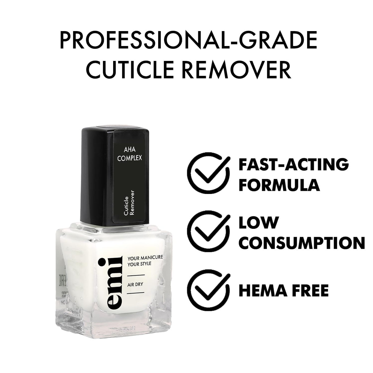 Cuticle care solution EMI Cuticle Remover with AHA complex, Lactic Acid and vitamin E 9 ml