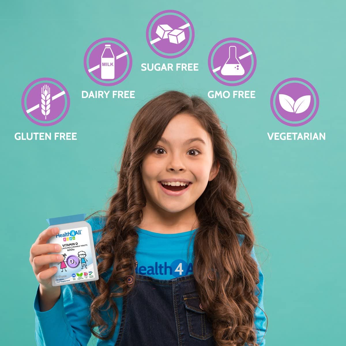 Kids Vitamin D3 600iu Chewable 180 Tablets. Sugar Free. Natural Orange Flavour. Made by Health4All UK