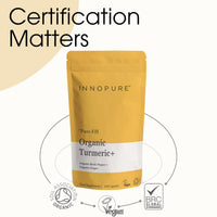 INNOPURE Organic Turmeric with Black Pepper & Ginger (No Fillers or Binders) Pure-Fill Supplement, High Strength - Soil Association and Vegan Certified, UK Made - 120 Capsules