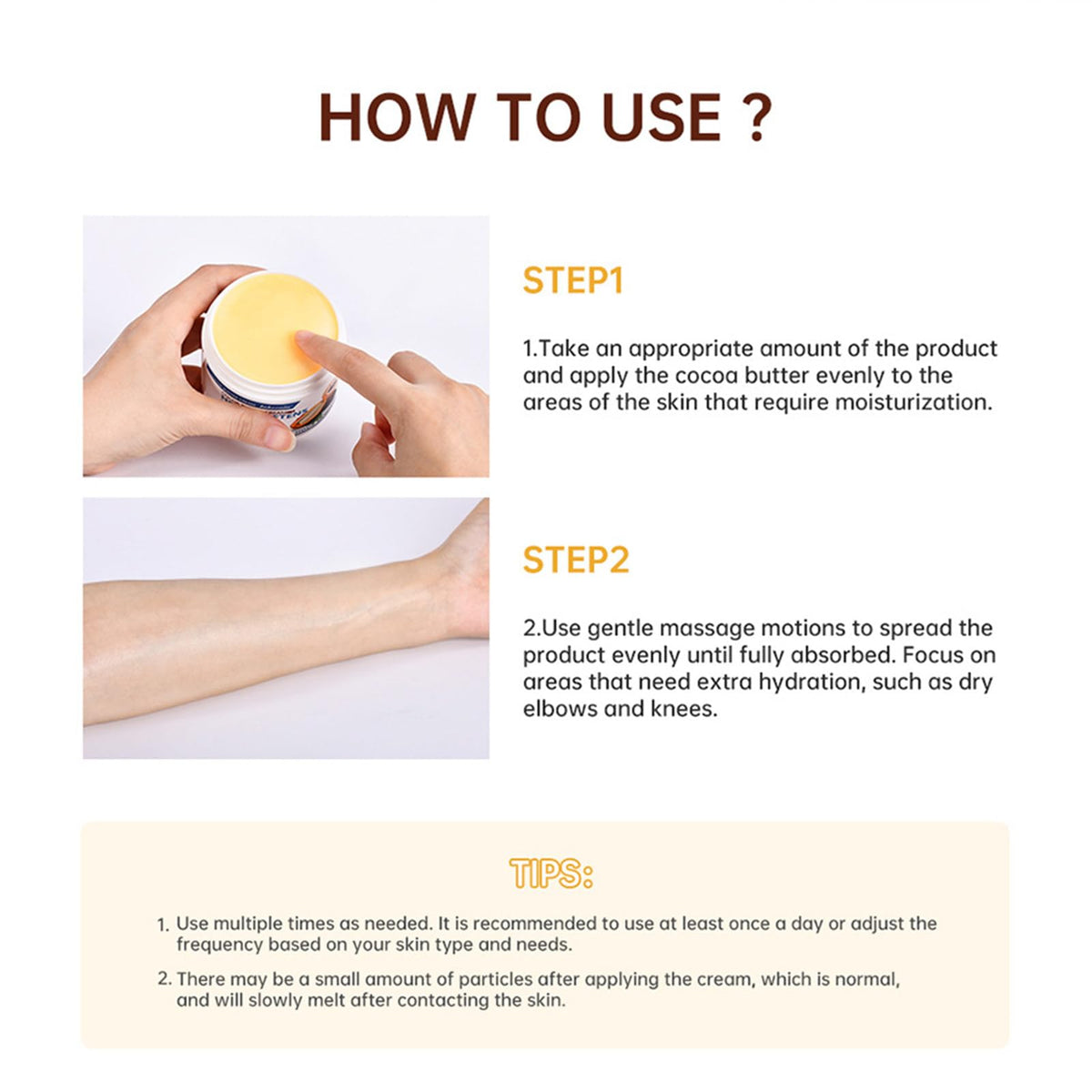 QIEEUMIN Cocoa Butter Cream for Body & Face Multi-Purpose Solid Cream Nourishes and Softens The Skin Smoothes Marks Cocoa Butter Moisturiser 100g