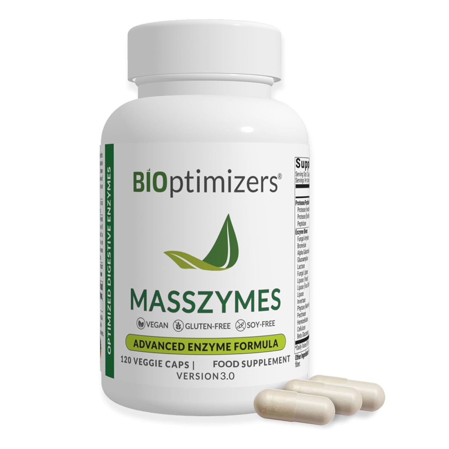 BIOptimizers BiOptimizers MassZymes | Digestive Enzyme Supplement | 120 Capsules