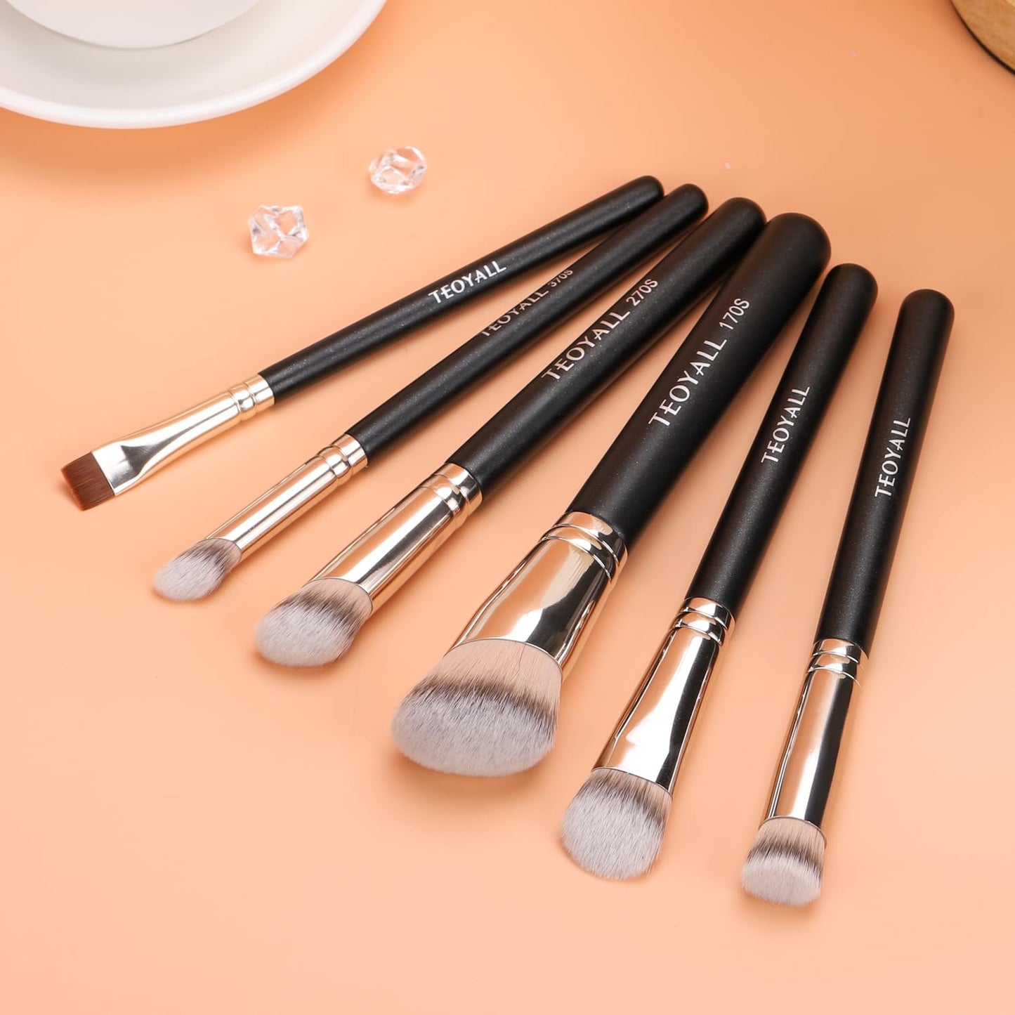 TEOYALL Foundation Contour Conceal Brush Set, 3PCS Angled Synthetic Kabuki Brush for Blending Setting Buffing with Liquid, Cream and Powder Cosmetic