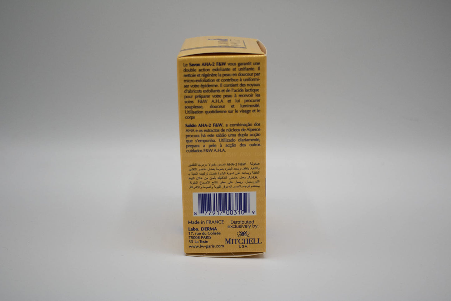 Mitchell USA Fair & White Original AHA Exfoliating Soap - 200g / 7oz – Skin Brightening Soap, Lactic Acid Bar, Fade Dark Spots on: Face, Knees, Body & Armpits