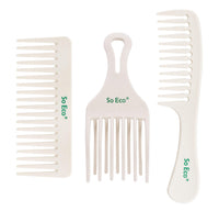 So Eco Curl Defining Set – 3-Piece Curl Care Kit with Wide-Tooth Comb, Styling Comb & Afro Pick, Made from 100% Recycled Materials for Defined, Voluminous Hair, Suitable for Wet & Dry Styling