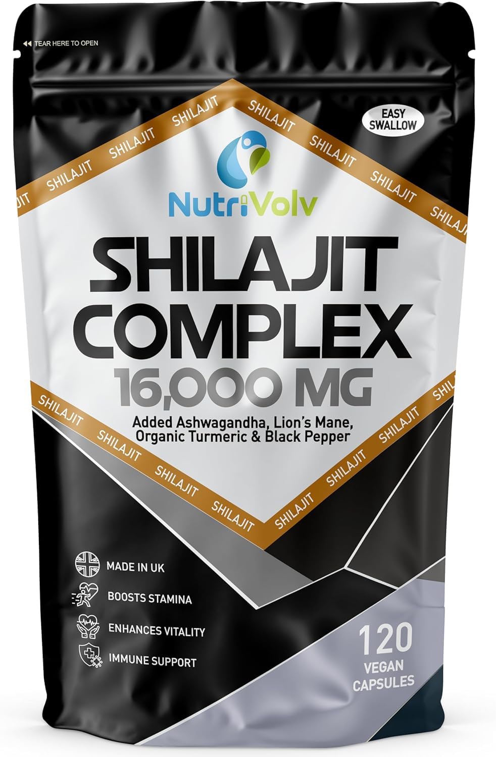NutriVolv Nutrivolv Shilajit Complex 16,000mg – 120 Capsules | 60% Fulvic Acid | Himalayan Shilajit with Ashwagandha, Lion’s Mane, Turmeric & Black Pepper | Energy, Testosterone & Brain Support