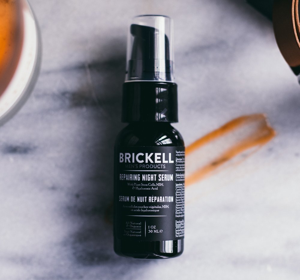 Brickell Men's Products Brickell Men's Anti Aging Repairing Night Serum for Men, Natural and Organic, Vitamin C Face Serum to Repair Damaged Skin Cells, Diminish Wrinkles and Fight Inflammation, 30 ml, Scented