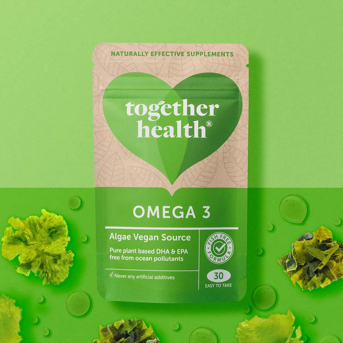 Algae Omega 3 – Together Health – Pure Algae Omega 3 – Unique Plant Source of DHA & EPA – Vegan Friendly - Made in The UK – Pack of 2-60 Softgels
