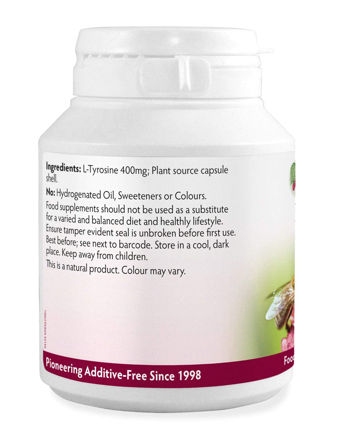 L-Tyrosine (Extra Strength) 400mg x 90 Capsules, for Mental Alertness, Focus, Stress & Sleep, Free Form Amino Acid Supplement, Non-GMO, Vegan, Magnesium Stearate Free & No Nasties, Made in Wales