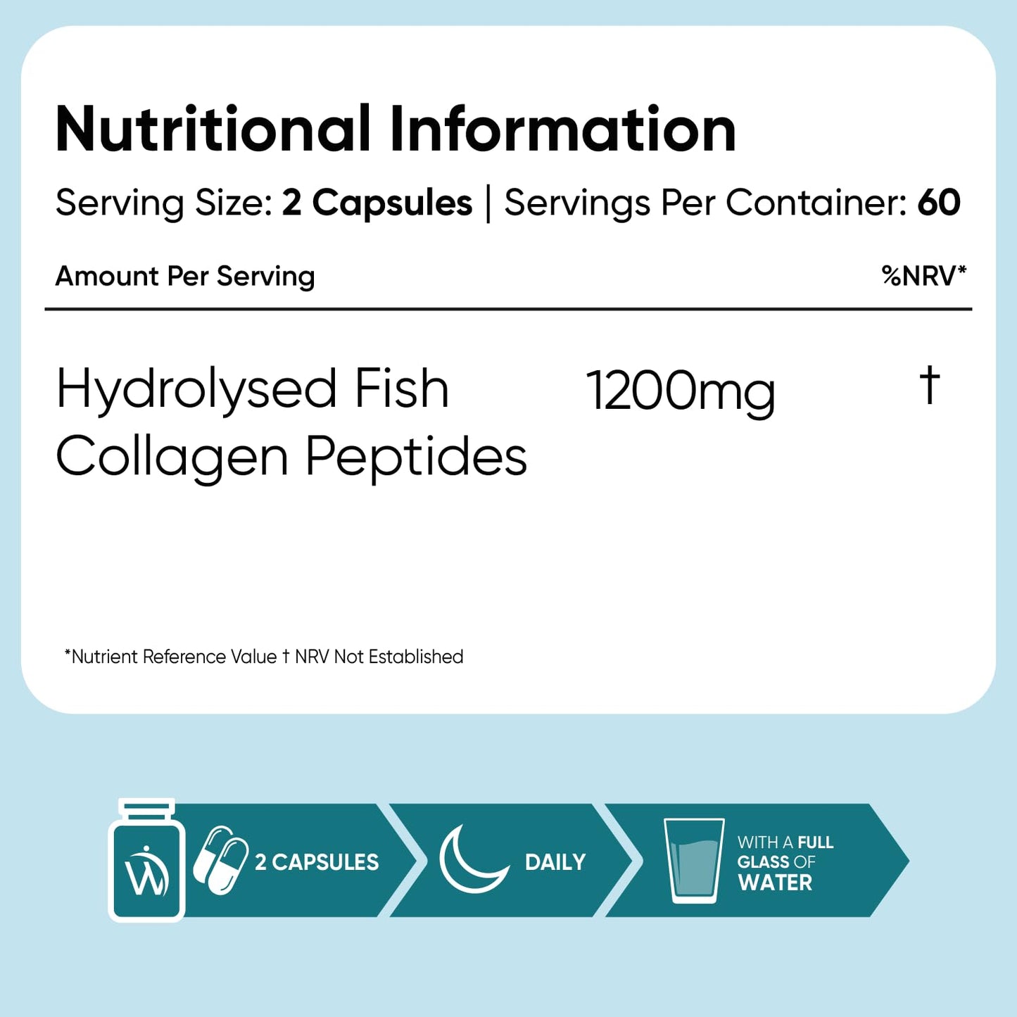 WeightWorld Pure Marine Collagen Supplements for Women & Men - 120 Capsules - 1200mg Per Serving - 2 Months Supply- Highly Bioavailable Type 1 & 3 Hydrolysed Fish Collagen Peptides