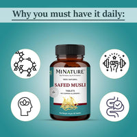 Safed Musli Tablets by mi Nature| | Pure & Natural herb | Free from Chemical & Preservative| Plant Based Gluten Free |90 Tablet, 45 Days Supply 1000mg