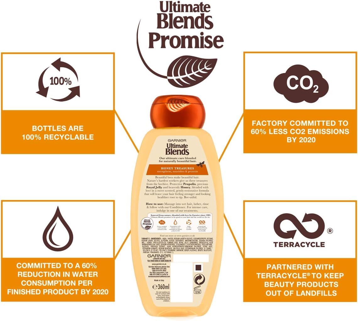 Garnier Ultimate Blends Honey Strengthening Shampoo 360ml