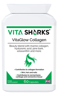 VitaGlow Collagen - Anti-Ageing Tablets with Biotin for Beautiful & Youthful, Glowing Skin, Hair, Nails, Strong Bones & Connective Tissues with Vitamin C & B3 (Contains Marine Collagen)