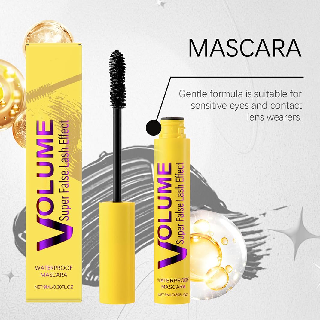 Bubble M-ascara,Colossal Bubble M-ascara,Waterproof Mascara,Lengthening & Volumizing Black Mascara,Non-Caking Formula,Lasting Eye Makeup.Create Natural Curls and Charming Eyelashes Effect