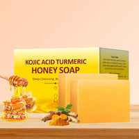 IREV Kojic Acid Turmeric Soap with Honey For Face and Body, Kojic Acid Soap For Dark Spot, GlowingTurmeric Soap Bar for Acne Face Soap Bar For Cleansing Exfoliating Daily Face Wash 200g