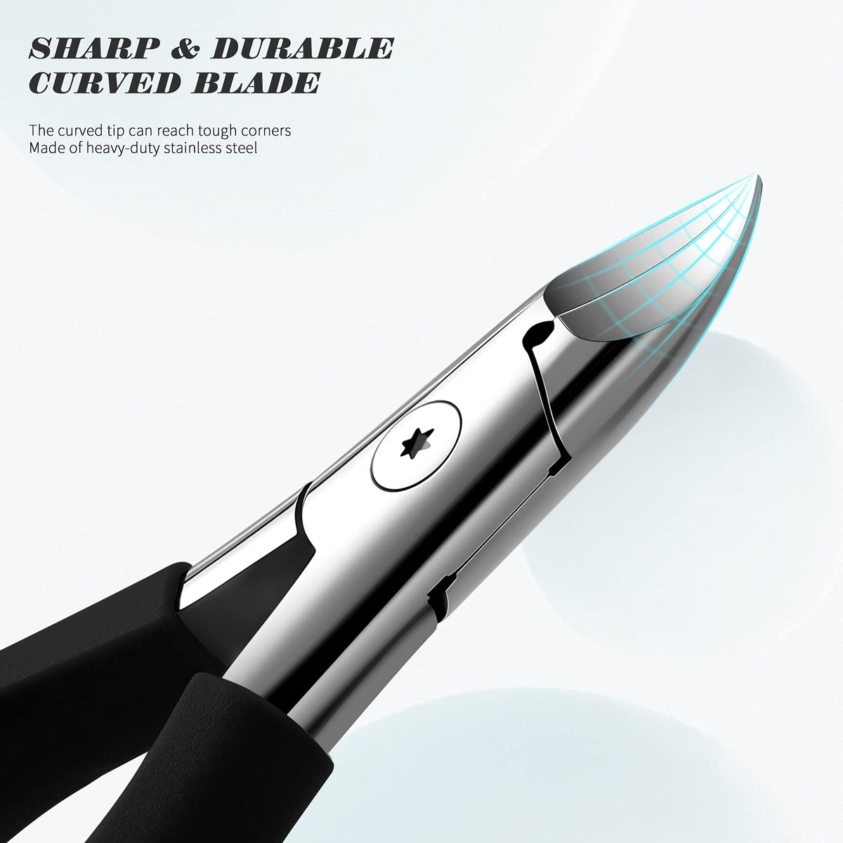 FVION Nail Clippers for Thick Nails or Ingrown Toenails, Thick Nail Clippers for Elderly, Precision Long Handled Toenail Clippers for Women & Men - Black