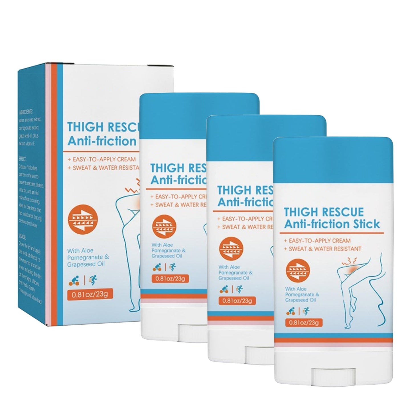 LFCFBH 3 PCS Chub Rub Stick, Waterproof Anti Chafing Cream, Anti Chafing Stick for Heel, Lower Arm,Thigh, Legs, Skin Protection