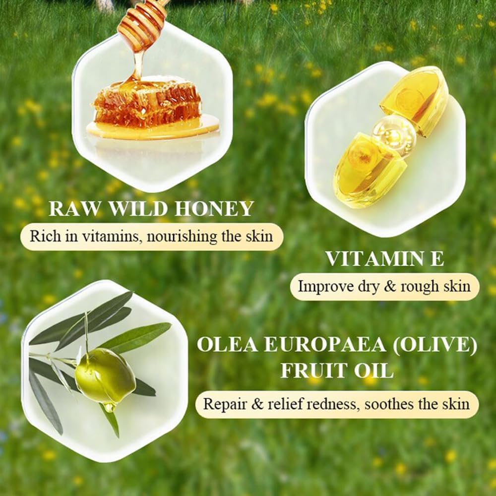 HOPHAT Beef Tallow Honey Balm - Beef Tallow for Skin, Deeply Nourishing Organic Grass Fed Tallow Balm, Beef Tallow Cream for Face & Body, Moisturizing Skin Care Cream for Dry Skin (Colour, A)