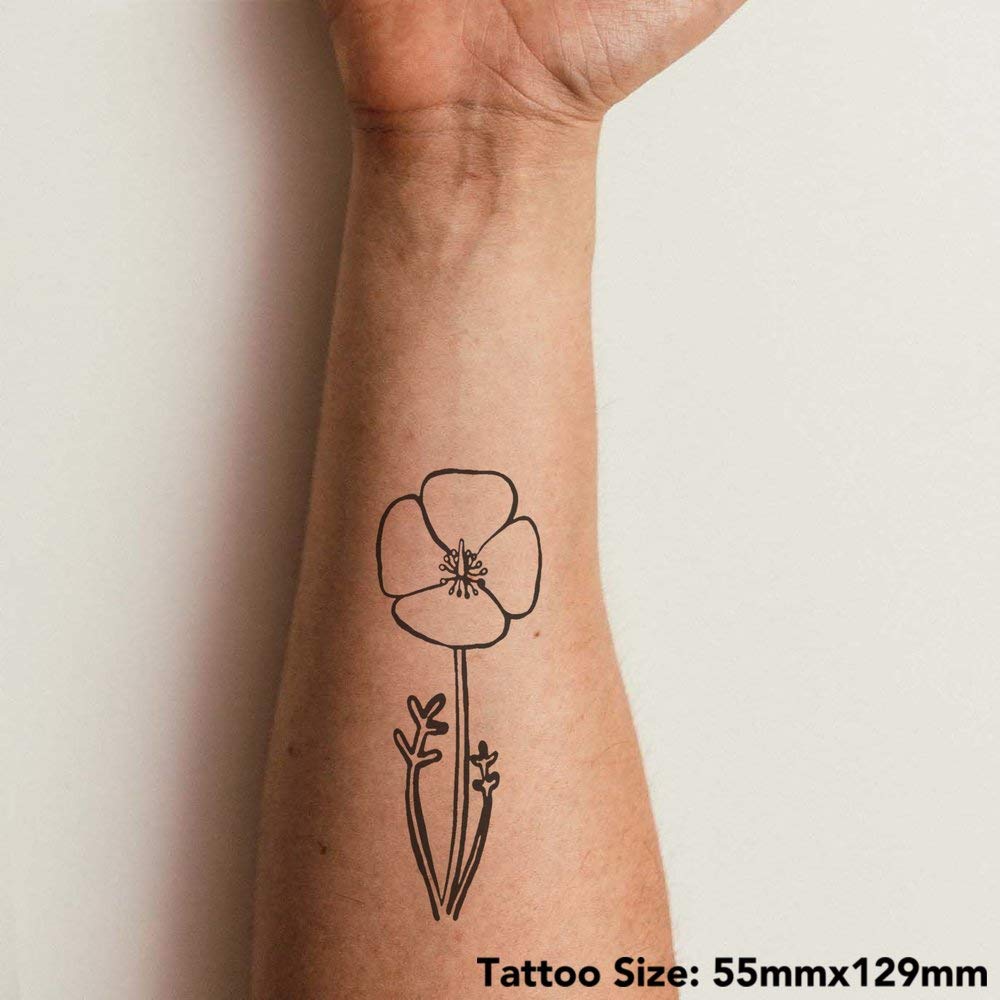 Azeeda 'Poppy' Temporary Tattoo - Water Resistant, Skin-Safe, Non-Toxic Transfer (TO00029631)