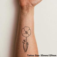 Azeeda 'Poppy' Temporary Tattoo - Water Resistant, Skin-Safe, Non-Toxic Transfer (TO00029631)
