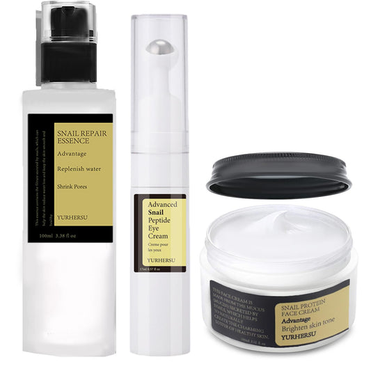 DMQ Snail Mucin Essence,3PCS Snail Mucin Skincare Sets for Teenage Girls,Natural Pamper Sets For Women Gifts,Snail Mucin Face Serum&Face Moisturizer & Eye Cream,High Firming & Enhance Skin Elasticity