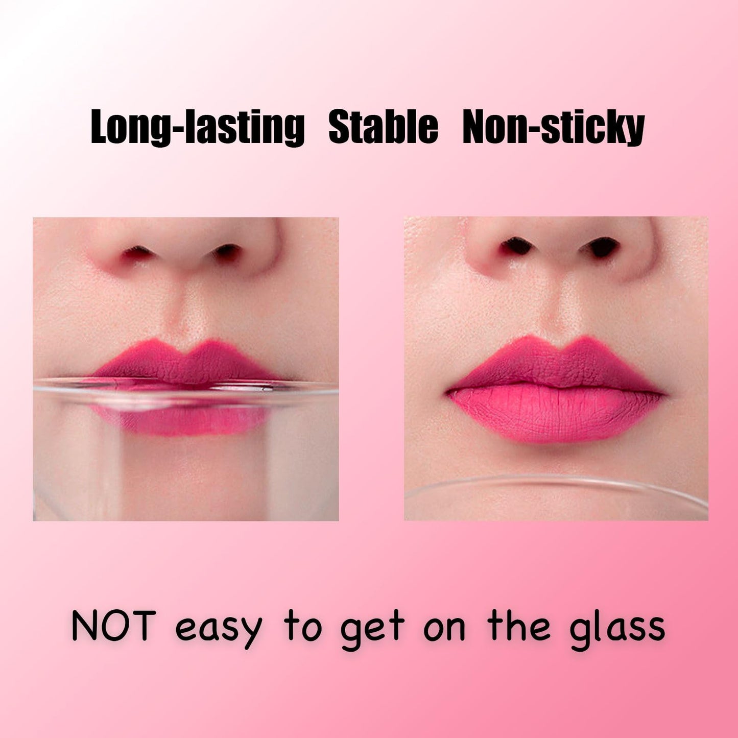 LYNTYAOU Velvet Matte Bright Hot Pink Liquid Lipstick, Waterproof Quick-Drying Non-Sticky Full-Coverage Lip Gloss, Lipsticks for Women Long Lasting Matte Lipstick