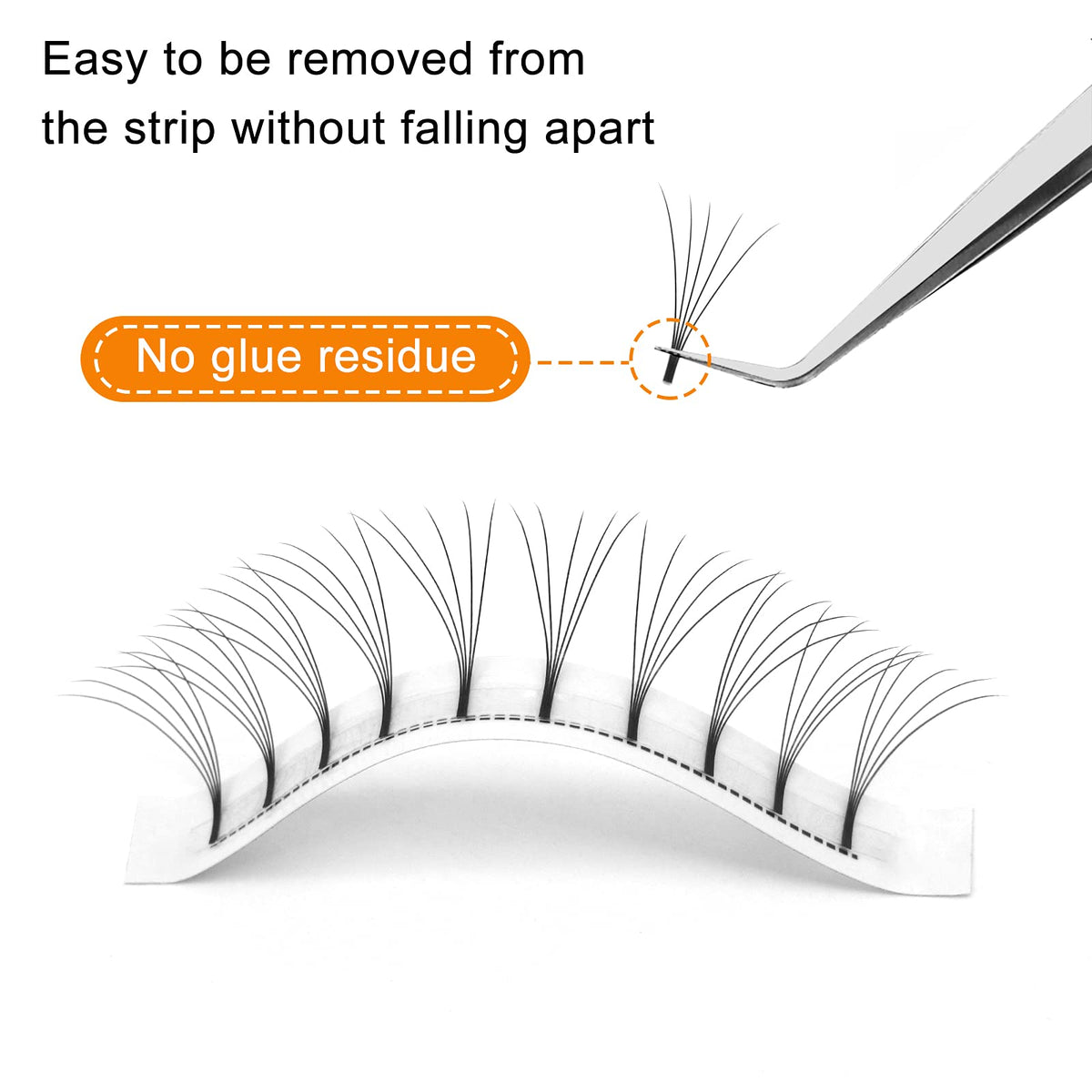 QUEWEL Pre Made Fan Eyelash Extensions 5D 0.10 C Curl 8mm Long Stem Premade Fans Volume Eyelash Extensions Pre Made Russian Volume Eye Lashes Long lasting Pre Fanned Russian Lashes (5D 0.10C 8mm)