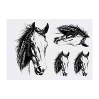 Azeeda 4 x 'Horse Portrait' Temporary Tattoos - Water Resistant, Skin-Safe, Non-Toxic Transfers, Mixed Sizes (TO00082082)