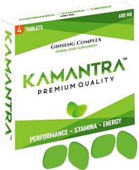 KAMANTRA™ - Mantra to Enhance Your Performance - Extra Strength Performance Enhancing, Stamina Endurance Booster Green Supplement Tablets for Men - 4 Ginseng Tablets