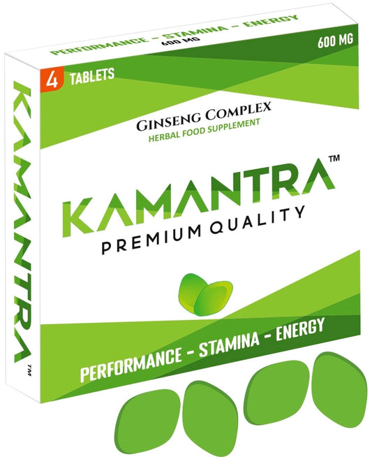 KAMANTRA™ - Mantra to Enhance Your Performance - Extra Strength Performance Enhancing, Stamina Endurance Booster Green Supplement Tablets for Men - 4 Ginseng Tablets