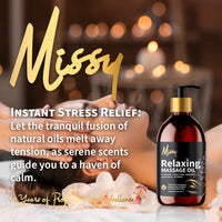 Just Missy Relaxing Massage Oil by Missy - Luxurious Soothing Blend Massage Oil for Date Night with Lavender, Chamomile, Ylang Ylang & Bergamot, Enriched with Vitamin E, Lightweight Grapeseed Oil Base