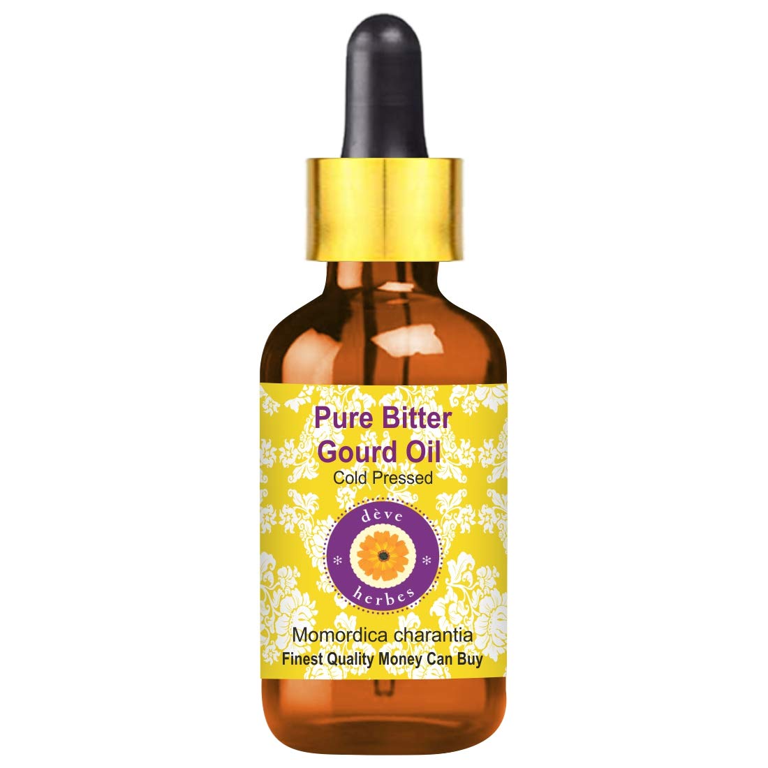 Deve Herbes Pure Bitter Gourd Oil (Momordica charantia) Non-Sticky | Non-Greasy | For Skin, Hair, Massage & DIY Use 15ml with Glass Dropper