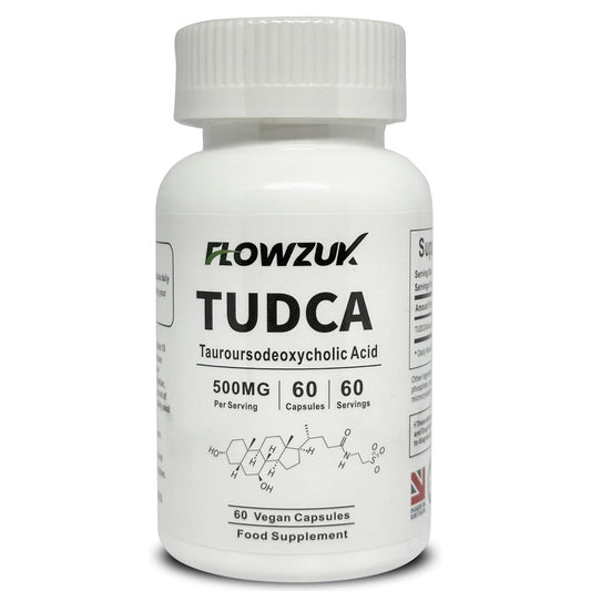 Flowzuk TUDCA Tauroursodeoxycholic Acid Supplements - Bile Salt TUDCA Supplement for Liver Support, Bile Production, Digestion & Immune System Support - 60 Capsules (500mg)