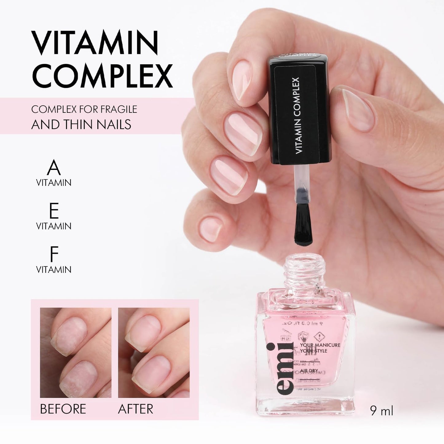 EMI Nail Care Power Trio for strong, healthy, and nourished nails vitamin therapy Argan Power A, E, and F Vitamin Complex Keratin Serum protective shield Emi Nail Therapy System