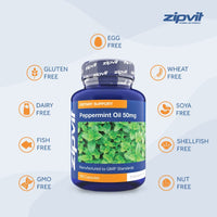 Zipvit Peppermint Oil Capsules 50mg, 180 Peppermint Capsules for Digestive Discomfort. UK Manufactured.