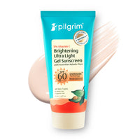 Pilgrim 5% Vitamin C Brightening Ultra Light Gel Sunscreen SPF 60 PA++++ 45ml | UVA/UVB Protection | No White Cast | Fights Tanning, Brightens Skin | Lightweight & Non-Greasy | For All Skin Type