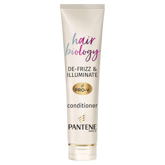Pantene Hair Biology De frizz and Illuminate Hair Conditioner with Hyaluronic Acid, Omega 9 for Frizzy, Dry, Coloured Hair 160 ml